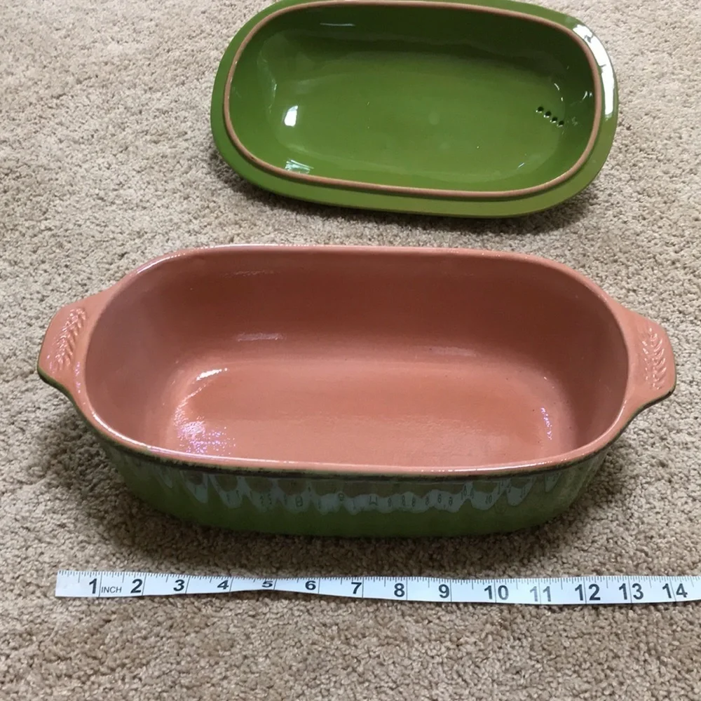 CERAMIC green oval shaped casserole